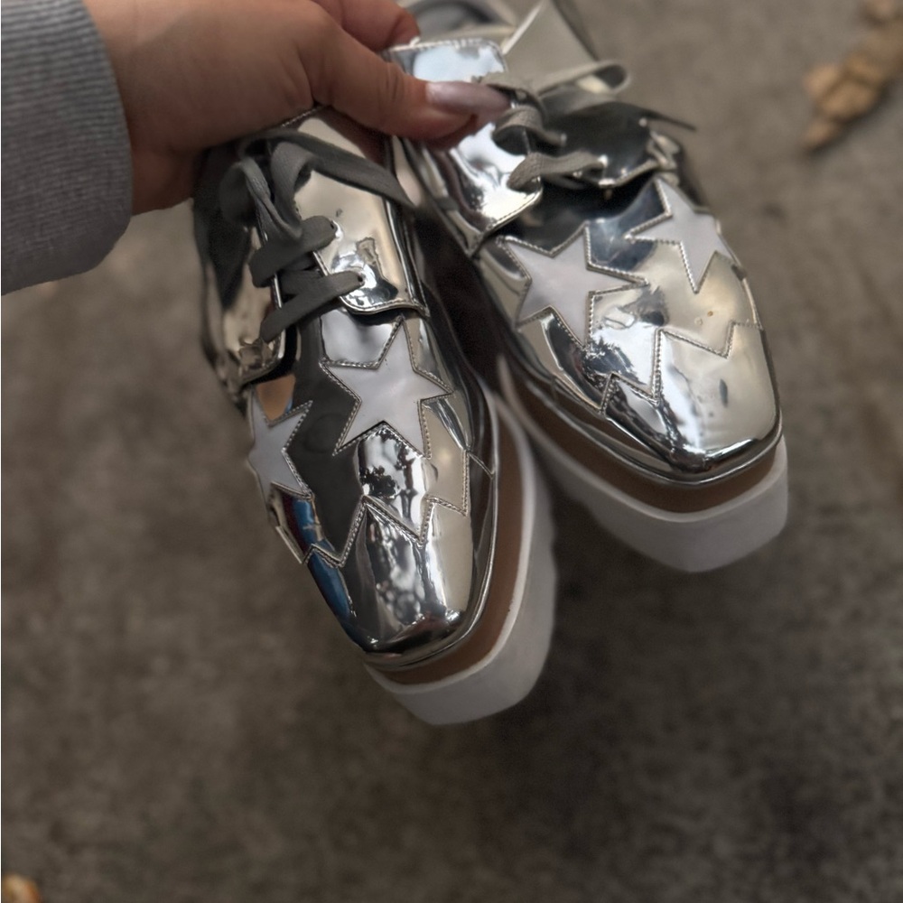 Silver Platform Wedge Sandals - image 4